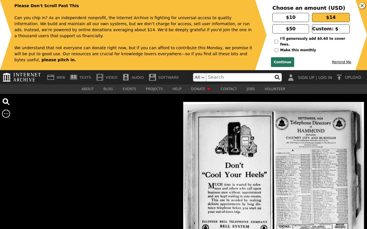 Digitized 1928 Hammond directory used to identify past residents at historical addresses